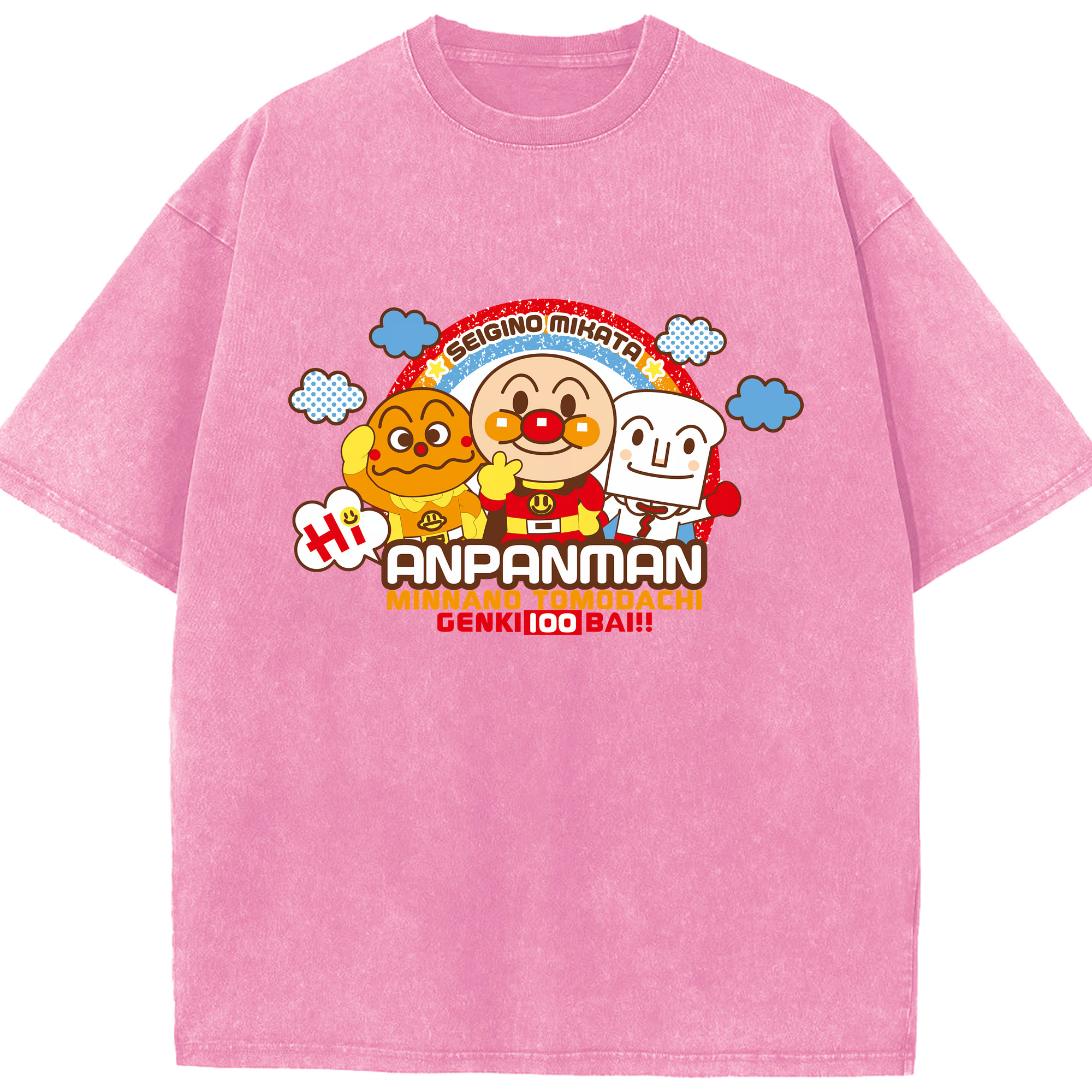 （画像用） アンパンマン Anpanman 綿100% ヴィンテージ風 半袖Tシャツ（フロントプリント）